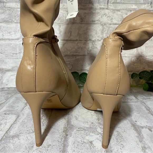 Express Zip Up‎ Faux Tan Leather-pointed toed Heeled boots NWT Women’s Size 10M - Picture 4 of 13
